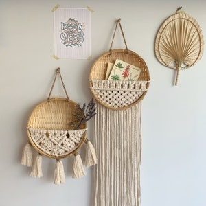 Macrame Wall Basket / Wall Basket Set / Rattan Wicker Bamboo / Gallery Wall / Boho Home Decor / Bohemian Style / Hanging Pocket / Nursery