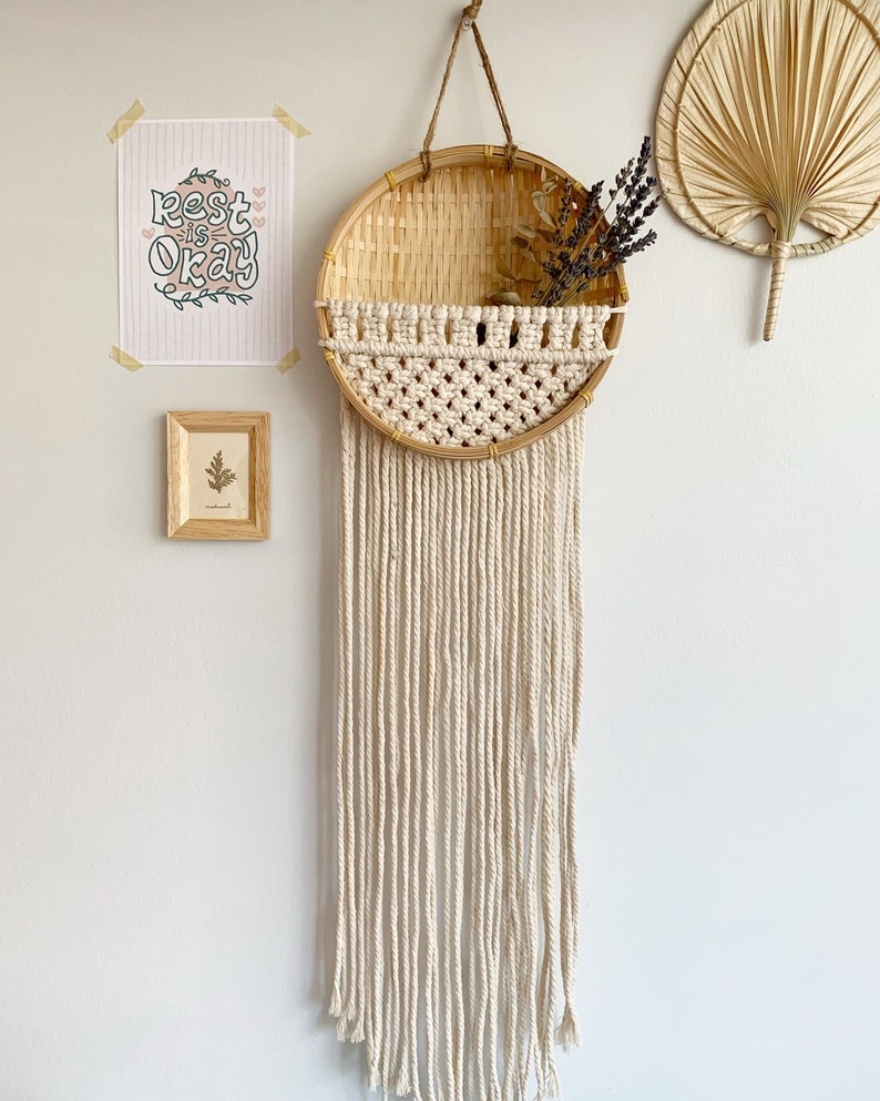 Macrame Wall Basket / Wall Basket Set / Rattan Wicker Bamboo / Etsy