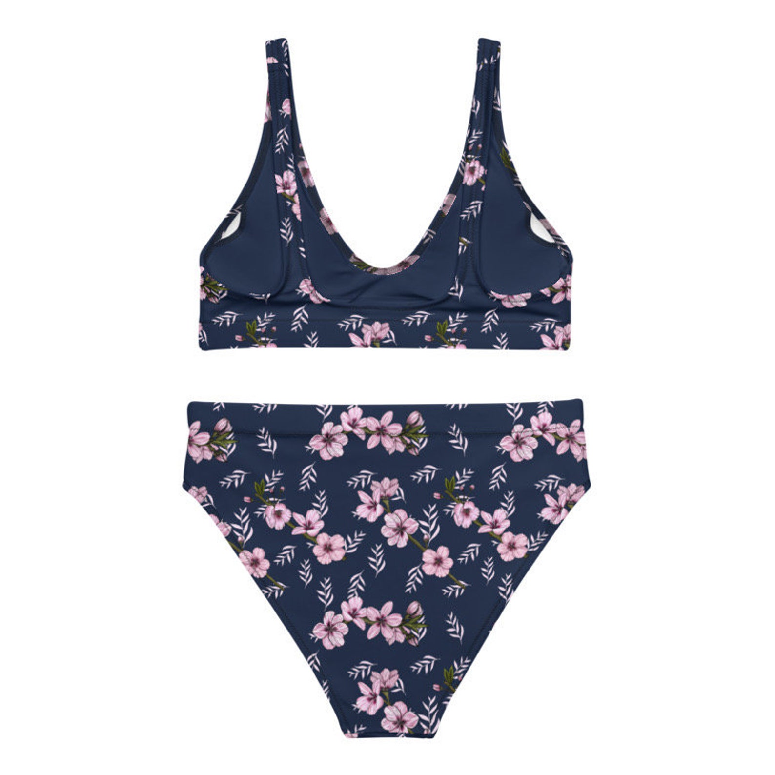 High Waisted Bikini Floral Print Cherry Blossoms Edition Etsy