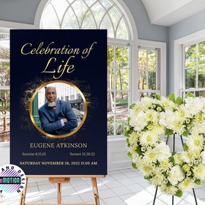 Celebration Of Life Funeral Welcome Sign Template, Editable Memorial Service Poster, Edit In Canva