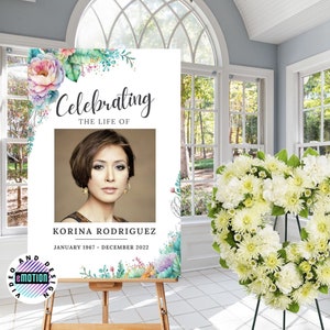 Floral Funeral Welcome Sign Template, Editable Memorial Service Poster, Celebration Of Life Poster, Edit In Canva