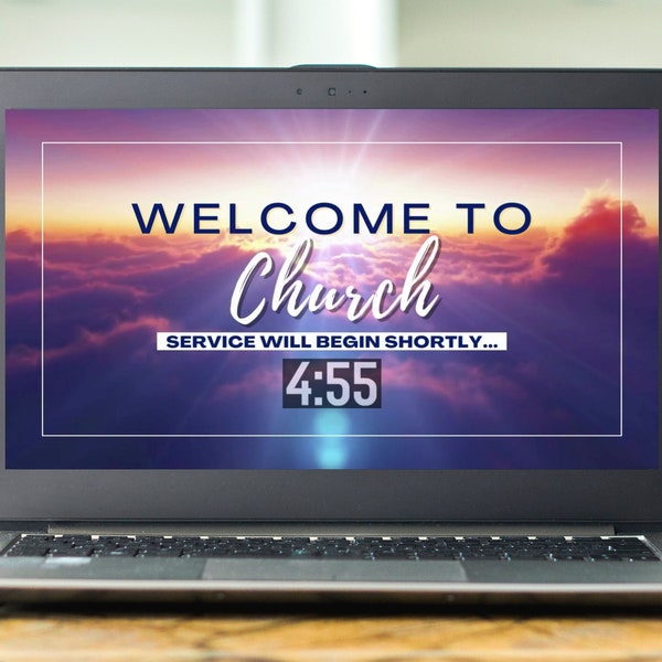 Sky Worship Countdown Clock With Music, Welcome Online 5 Minute Timer For Livestreams, Facebook, Zoom, Christian Worship Service Intro Video