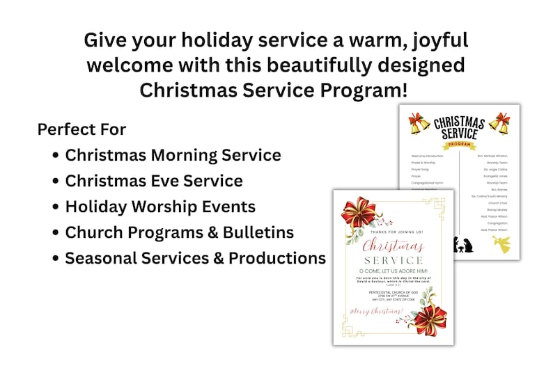 Editable Christmas Service Program Template | Church Bulletin (canva ...