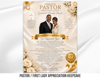 Pastor & First Lady Appreciation Gift | 18x24 Pastoral Appreciation Keepsake Poster | Editable Ministry Tribute