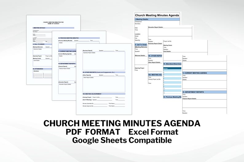 Church Meeting Minutes Template: Fillable Record Log (PDF & Word) - Etsy