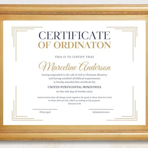 Editable Ordination Certificate Template for Pastors (Digital Download)