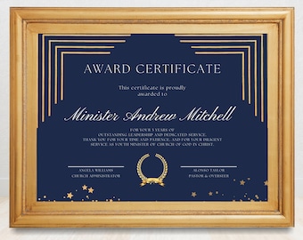 Plantilla elegante de certificado de iglesia: Agradecimiento y liderazgo (Editar en Canva)