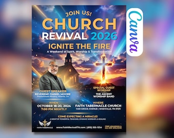 Church Revival Flyer Template | Customizable Event Poster (Digital Download)