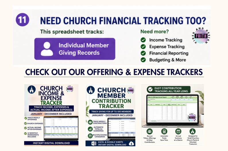 Church Member Giving Ledger | Contribution Statement Tracker (digital ...