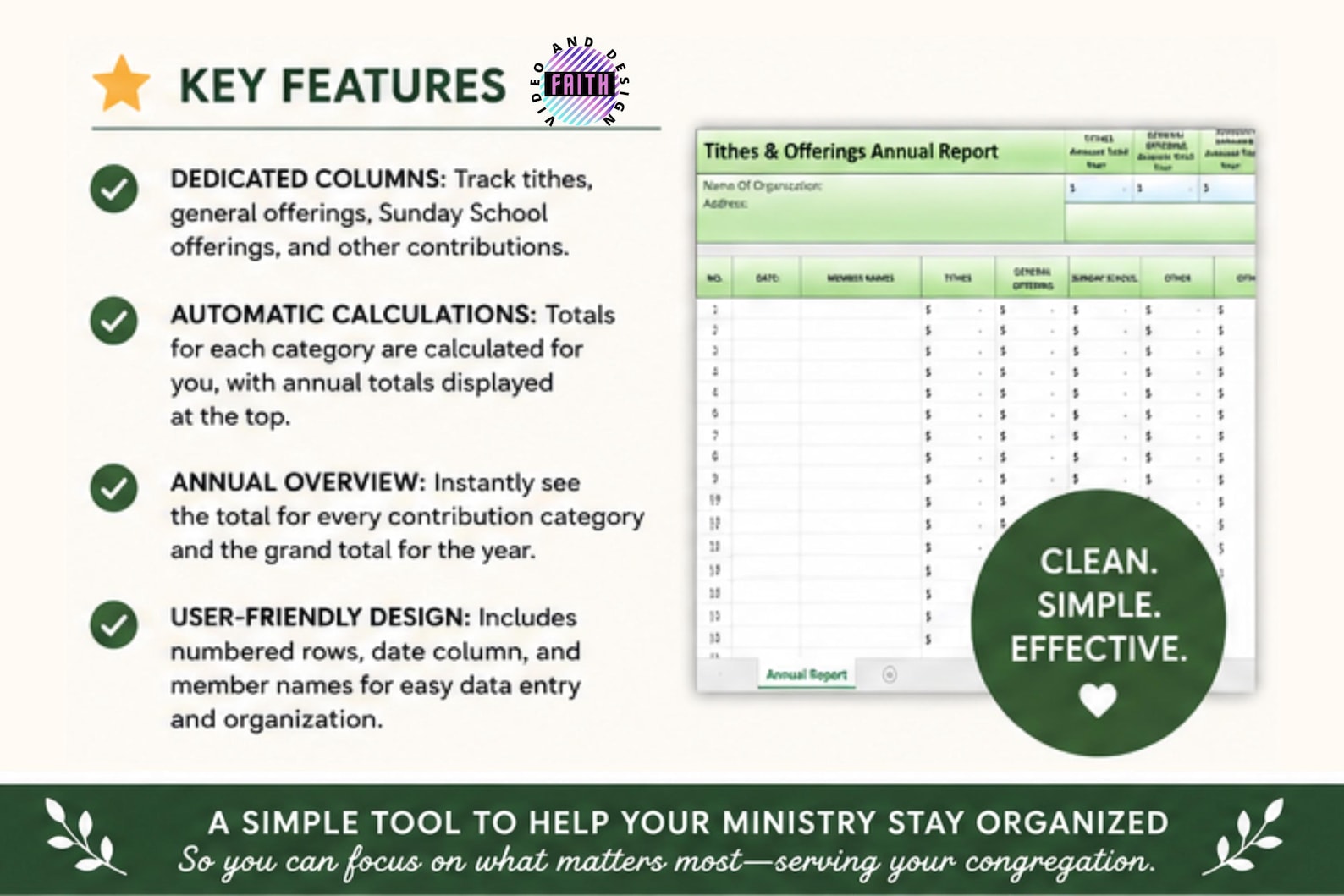 Church Tithes & Offerings Tracker Spreadsheet | Simple Excel ...