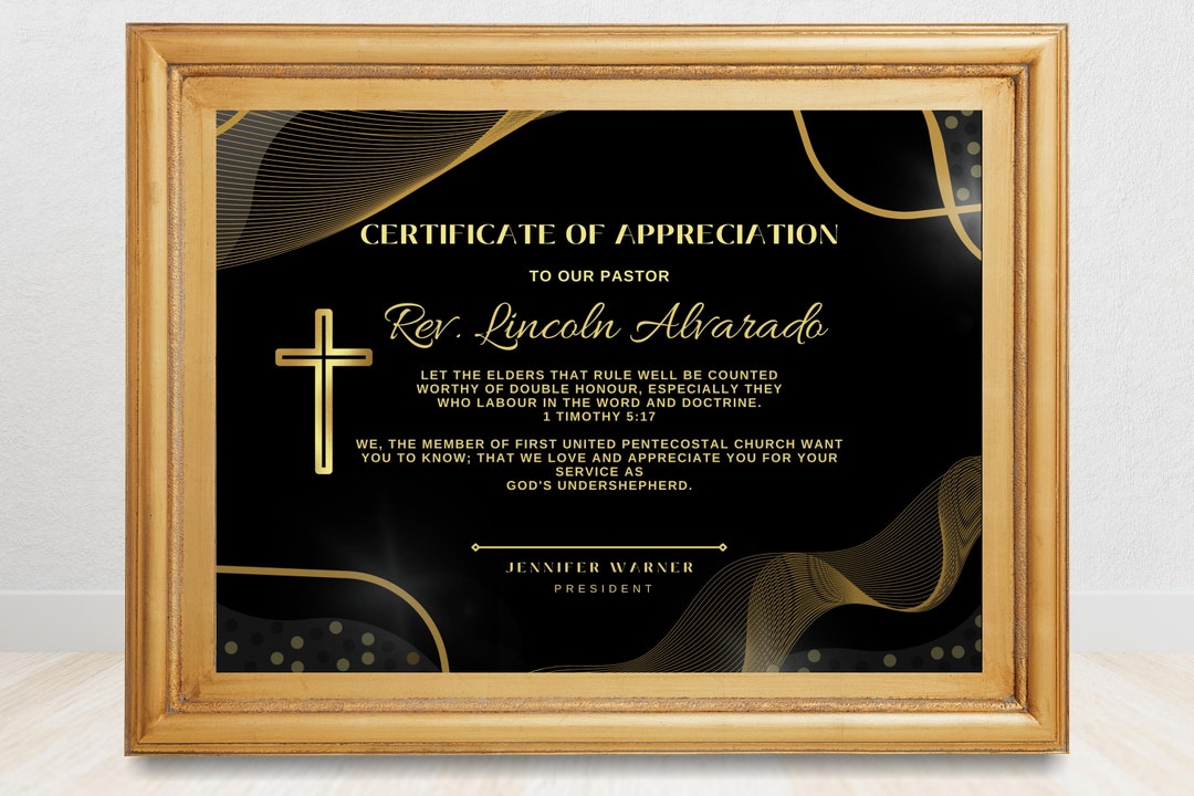 Elegant Church Appreciation Certificate Template (canva Editable) - Etsy