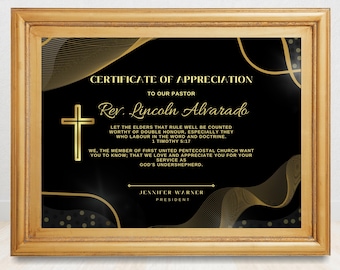 Plantilla elegante de certificado de reconocimiento de la iglesia (editable en Canva)