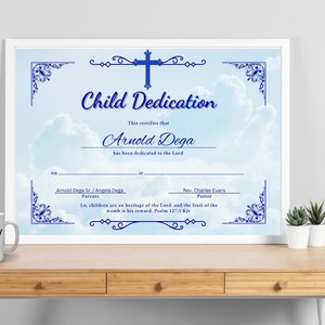 Child Dedication Lettering Editable Child Dedication Certificate Template With Sample Wording and ...