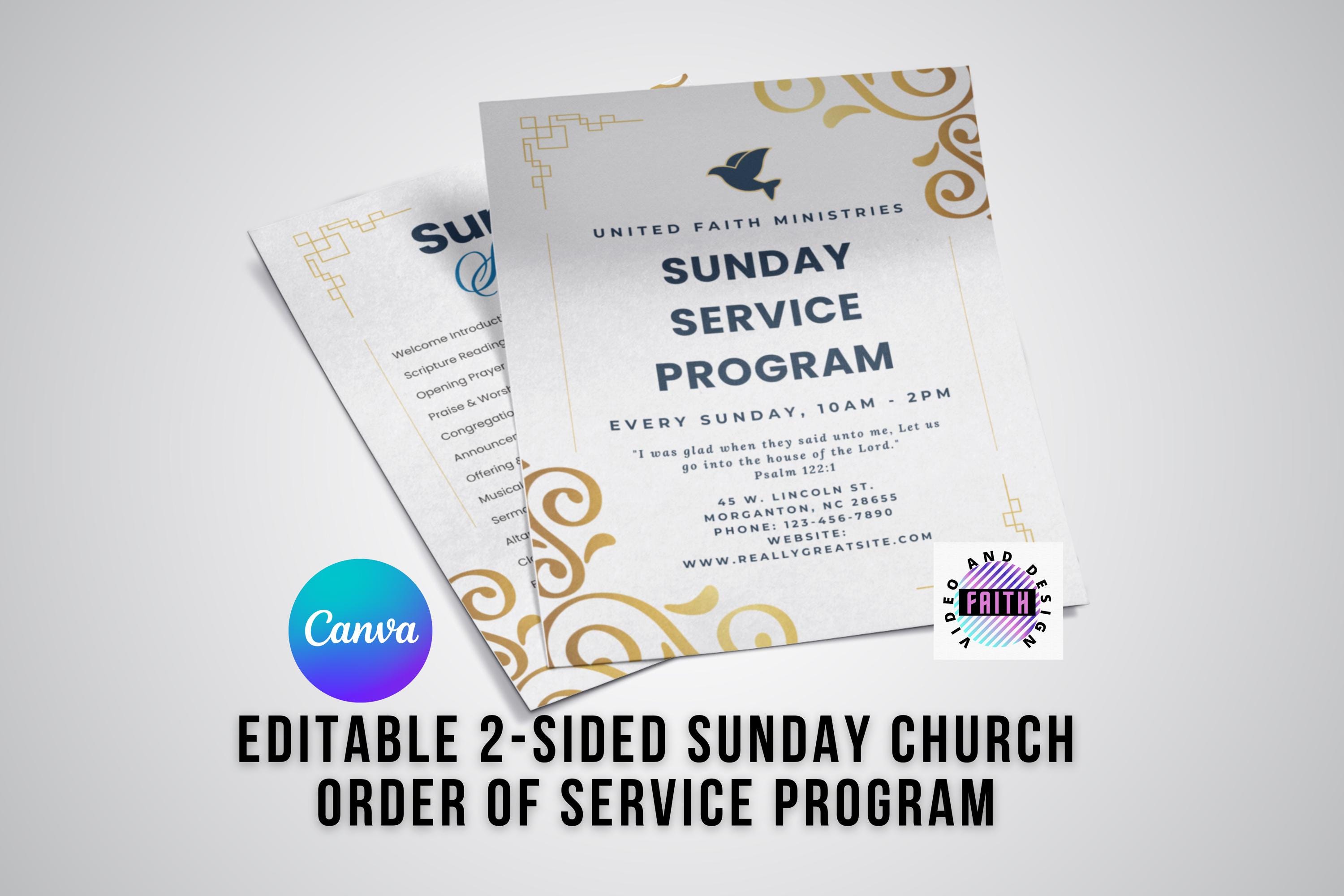 One Page Church Program Templates Half Page Church Bulletin Template