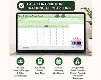 Church Tithes & Offerings Tracker Spreadsheet | Simple Excel Contribution Log for Small Churches (Digital Download)