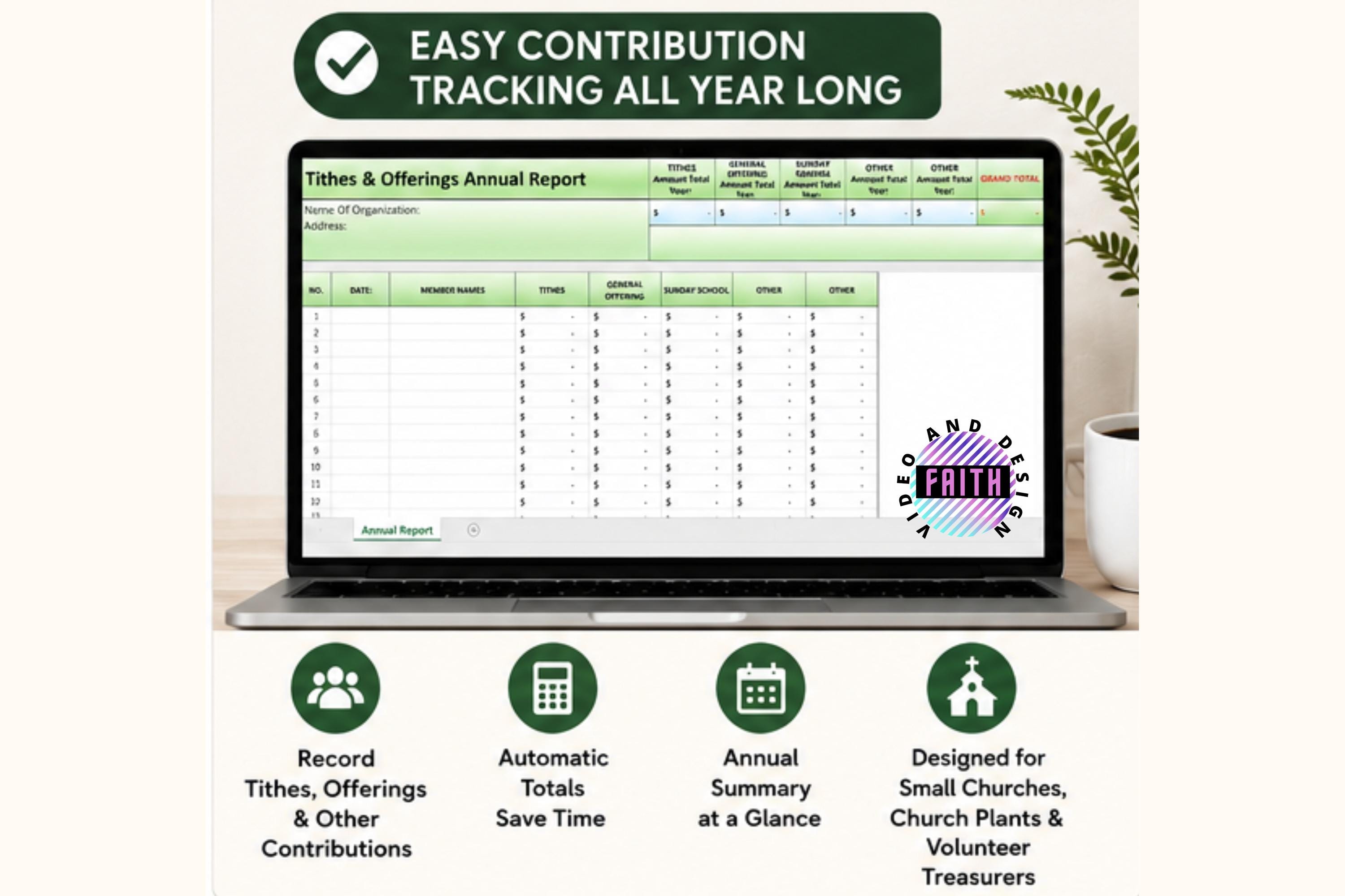 Church Tithes & Offerings Tracker Spreadsheet | Simple Excel ...