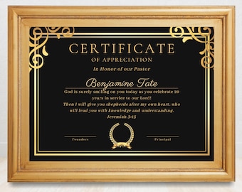 Plantilla editable de certificado de premio religioso: Agradecimiento elegante (Canva)