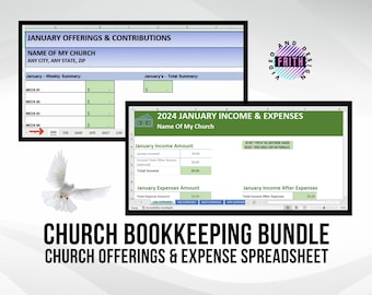 Ultimate Church Bookkeeping & Expense Excel Spreadsheet Bundle | Editable Church Financial Management Tracker - Customizable and Automated