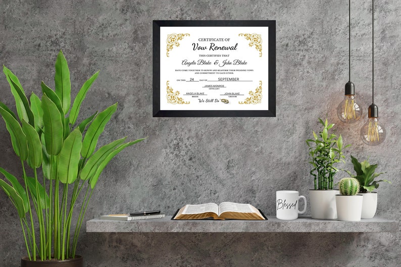 Editable Vow Renewal Certificate, Elegant Printable Wedding Renewal ...