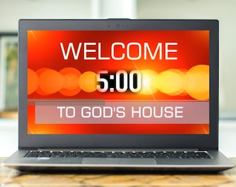 Countdown Clock, Welcome to God's House Online Timer For Livestreams, Facebook, Zoom, YouTube, Motion Worship Timer For Church Services