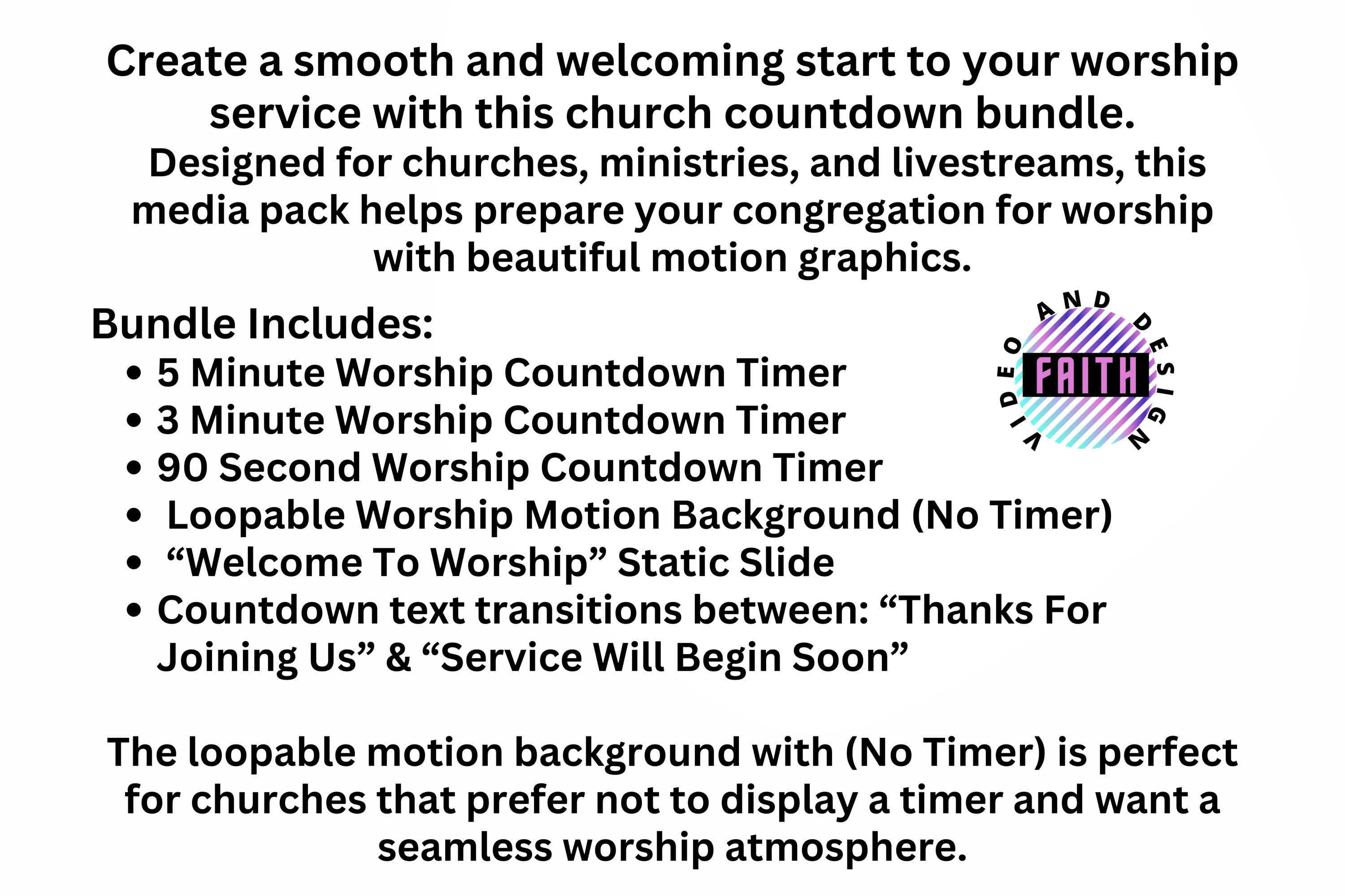 Church First Timer Pack Sample Church Worship Countdown Timer Bundle | Loopable Motion Graphic ...