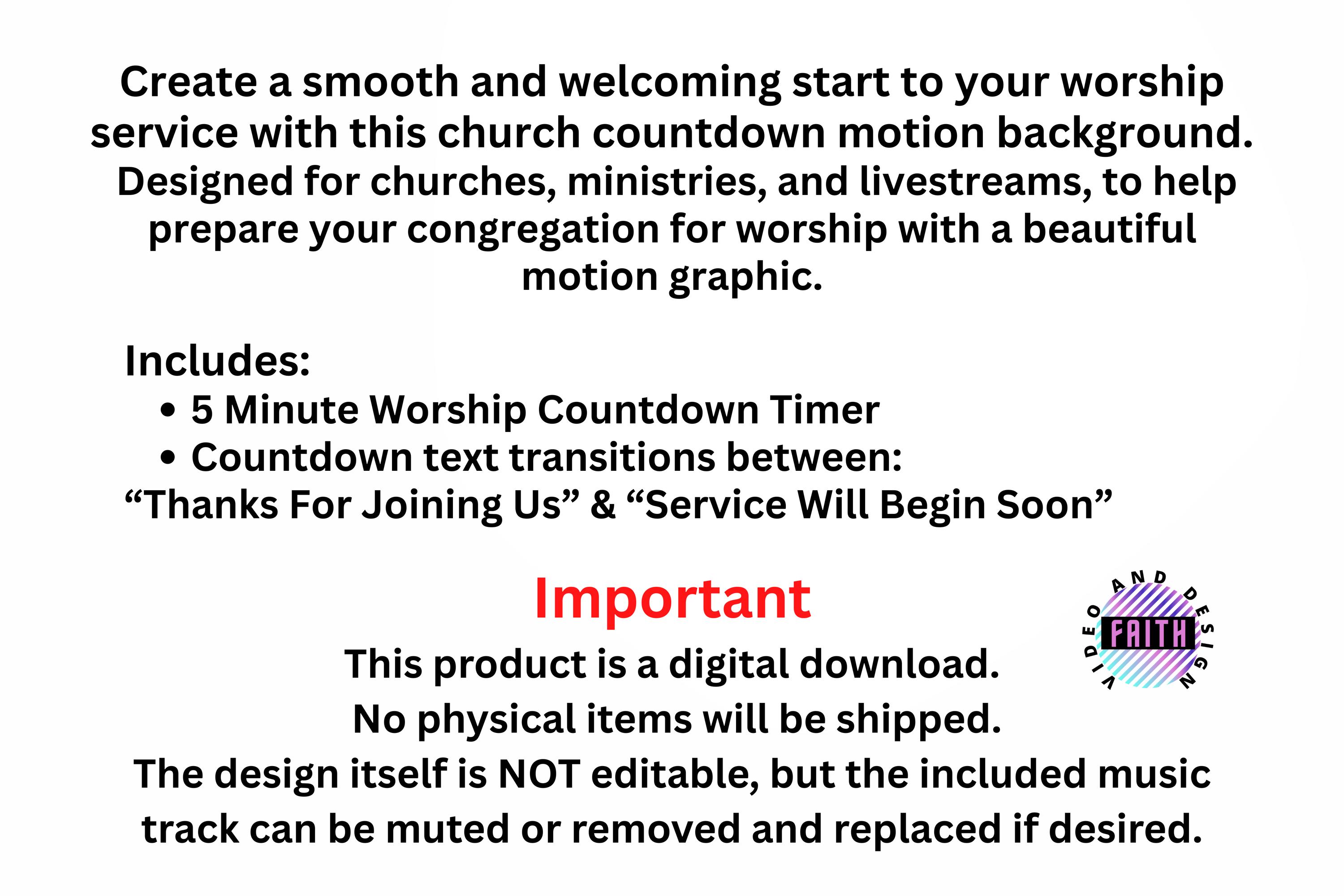 Worship Countdown Timer: Church Service Video Intro (digital Download ...