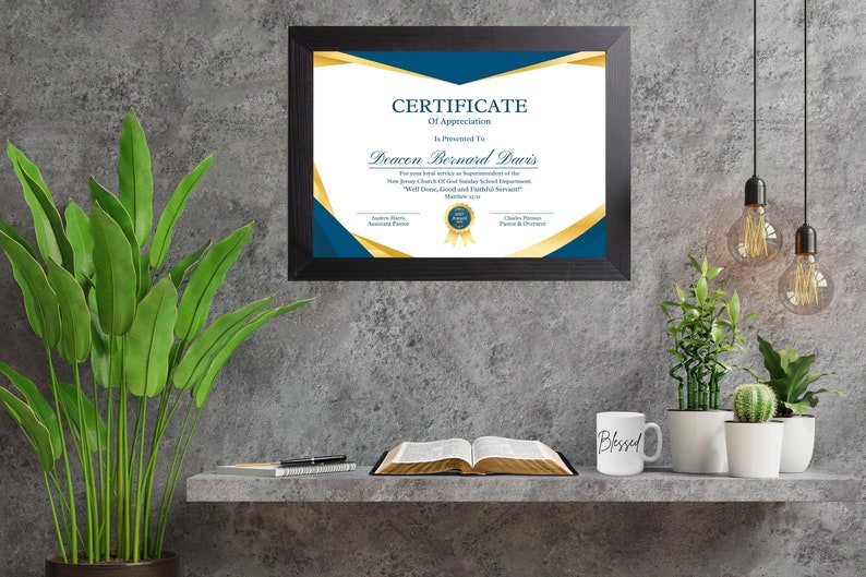 Editable Appreciation Certificate Template, Presentation Certificate of Recognition with Sample Wording and Scripture Quote, Edit in Canva image 4