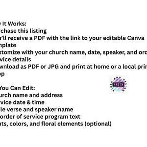 Floral Church Program Template: 2-sided Order of Service (canva ...