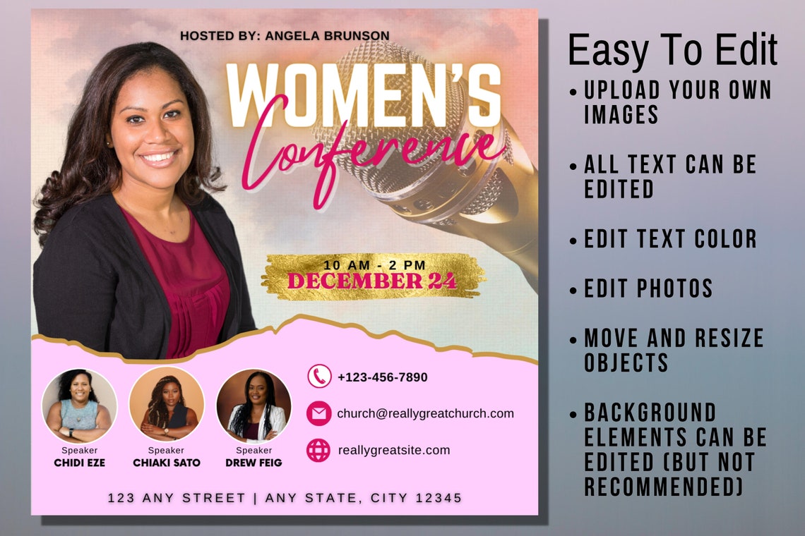 Editable Church Social Media Flyer for Instagram, Womens Conference ...