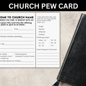Welcome Pew Card Template, Editable Welcome Pew Card For New Church Visitors and Church Record Keeping. Easy To Edit in Canva image 1