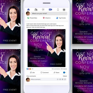 Church Flyer Template For Social Media, Purple Event Flyer Design, Digital Christian Invitation, Canva Church Invite Flyer image 2