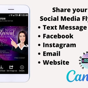 Church Flyer Template For Social Media, Purple Event Flyer Design, Digital Christian Invitation, Canva Church Invite Flyer image 4