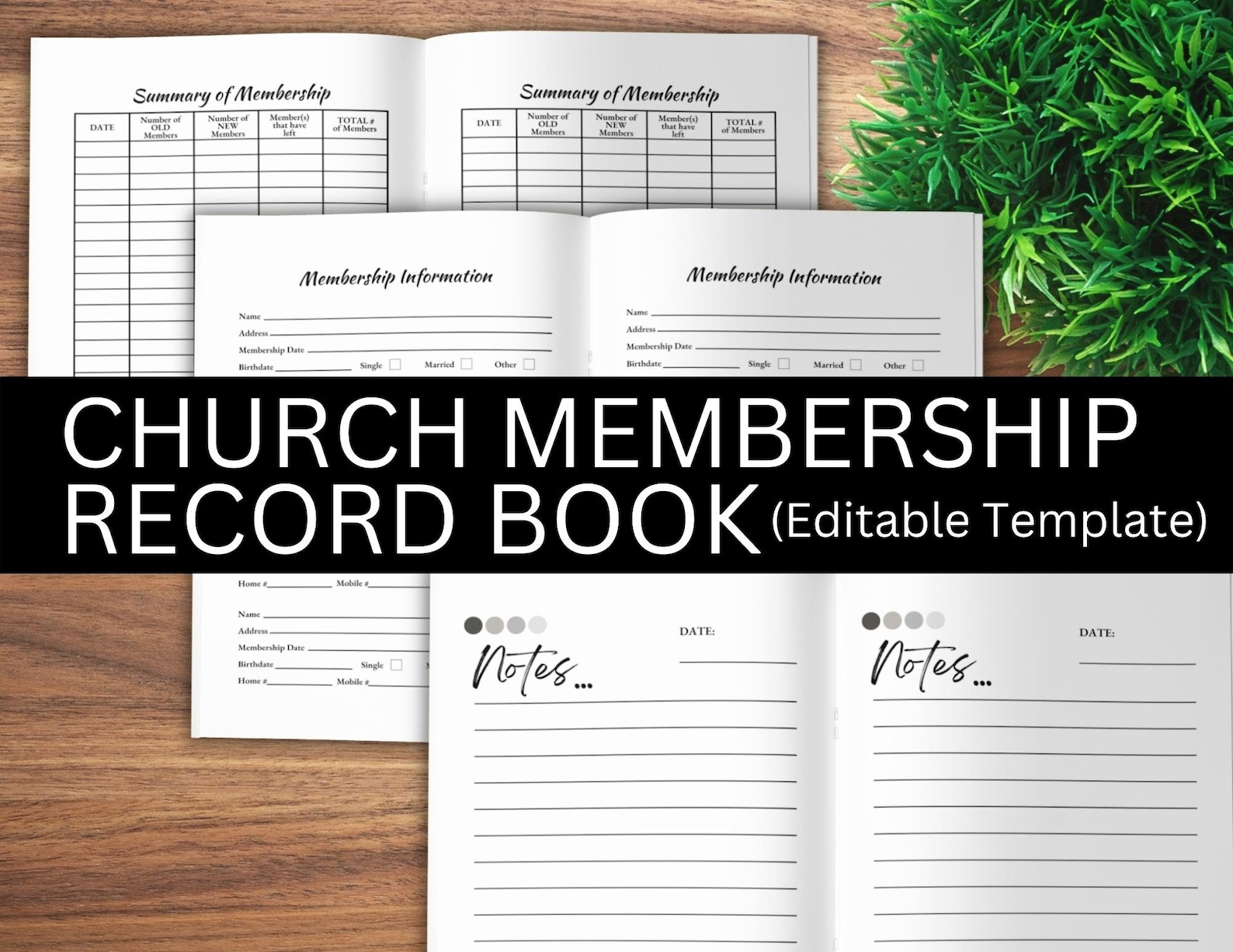 Editable Church Membership Record Book Template, Church Stationary ...