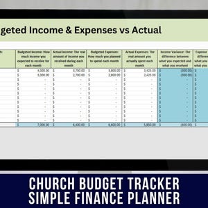 Church Budget Tracker: Simple Finance Planner (Excel & Google Sheets Compatible)