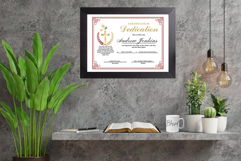 Editable Dedication Baptismal Certificate Template With Sample Wording ...