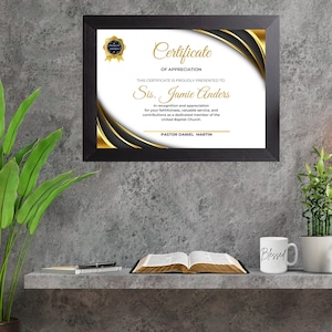 Editable Church Certificate of Appreciation Award, Religious Honor Certificate Template with Sample Wording, Edit in Canva image 5