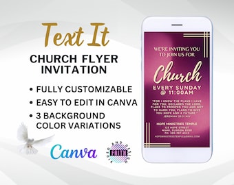 Digital Church Invitation Flyer Template, Text Messaging and Social Media Invite, Online Faith Event Poster, Editable Christian Canva Flyer