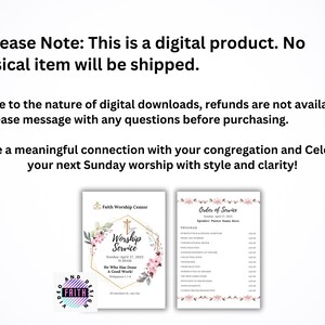 Floral Church Program Template: 2-sided Order of Service (canva ...