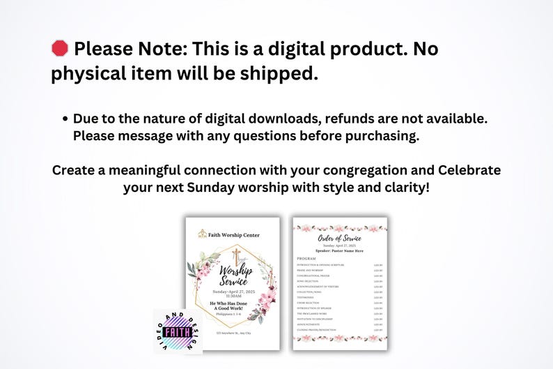 Floral Church Program Template: 2-sided Order of Service (canva ...