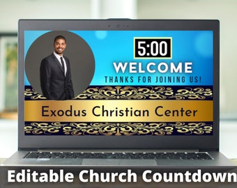 Editable Church Countdown Intro With Music, Facebook, Zoom, YouTube, Online Timer For Church, Worship Countdown Template