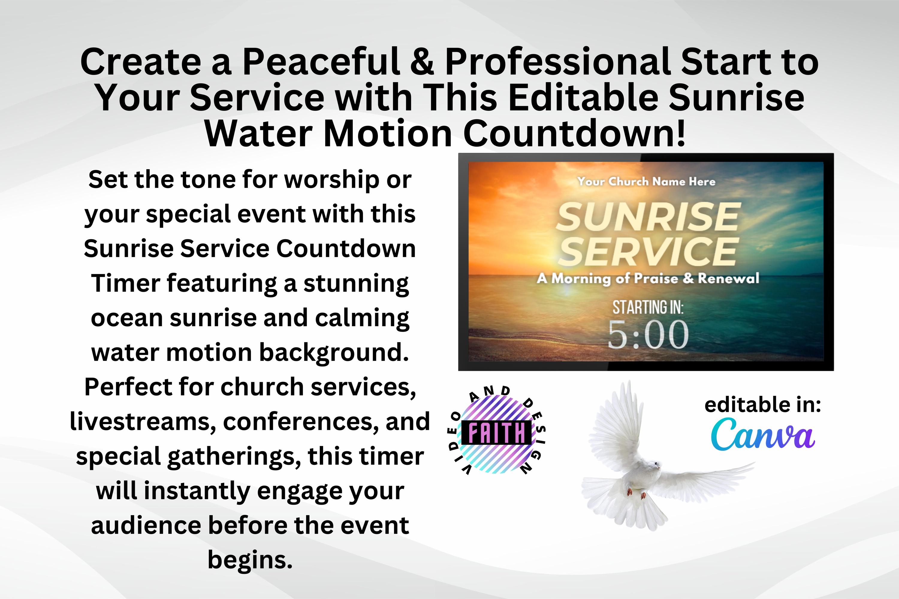 Sunrise Church Service Countdown Timer: Water Motion Video (editable in ...