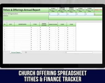 Plantilla de Excel para ofrendas de la iglesia: Registro de diezmos y finanzas (Descarga digital)