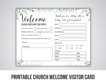 Printable Church Welcome Visitor Card (Digital Download)