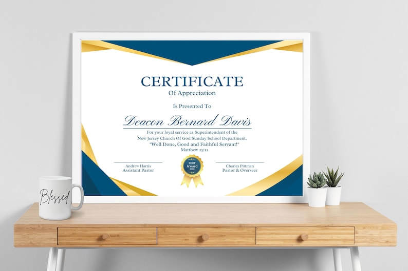 Editable Appreciation Certificate Template, Presentation Certificate of Recognition with Sample Wording and Scripture Quote, Edit in Canva image 5