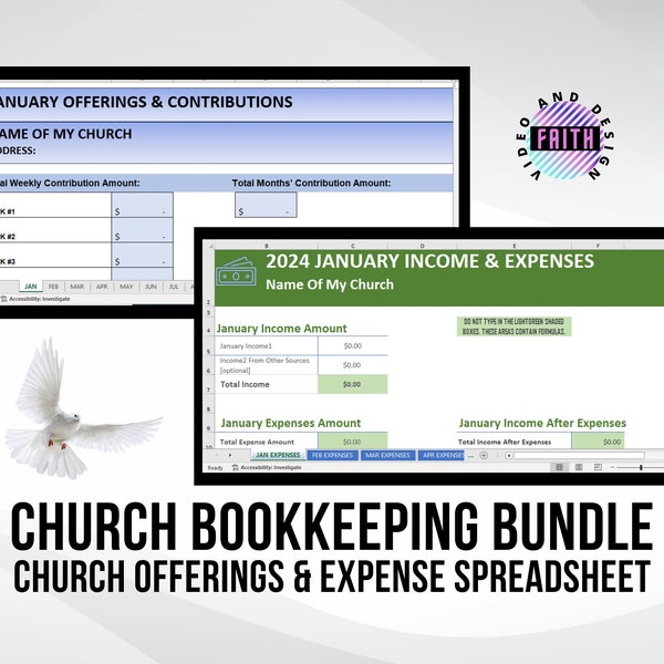 Ultimate Church Bookkeeping & Expense Spreadsheet Bundle | Editable Church Financial Management Tracker - Customizable and Automated