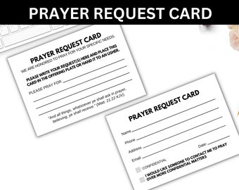 Church Prayer Request Card Template, Editable Prayer Card For Visitors and Members, Easy To Edit in Canva