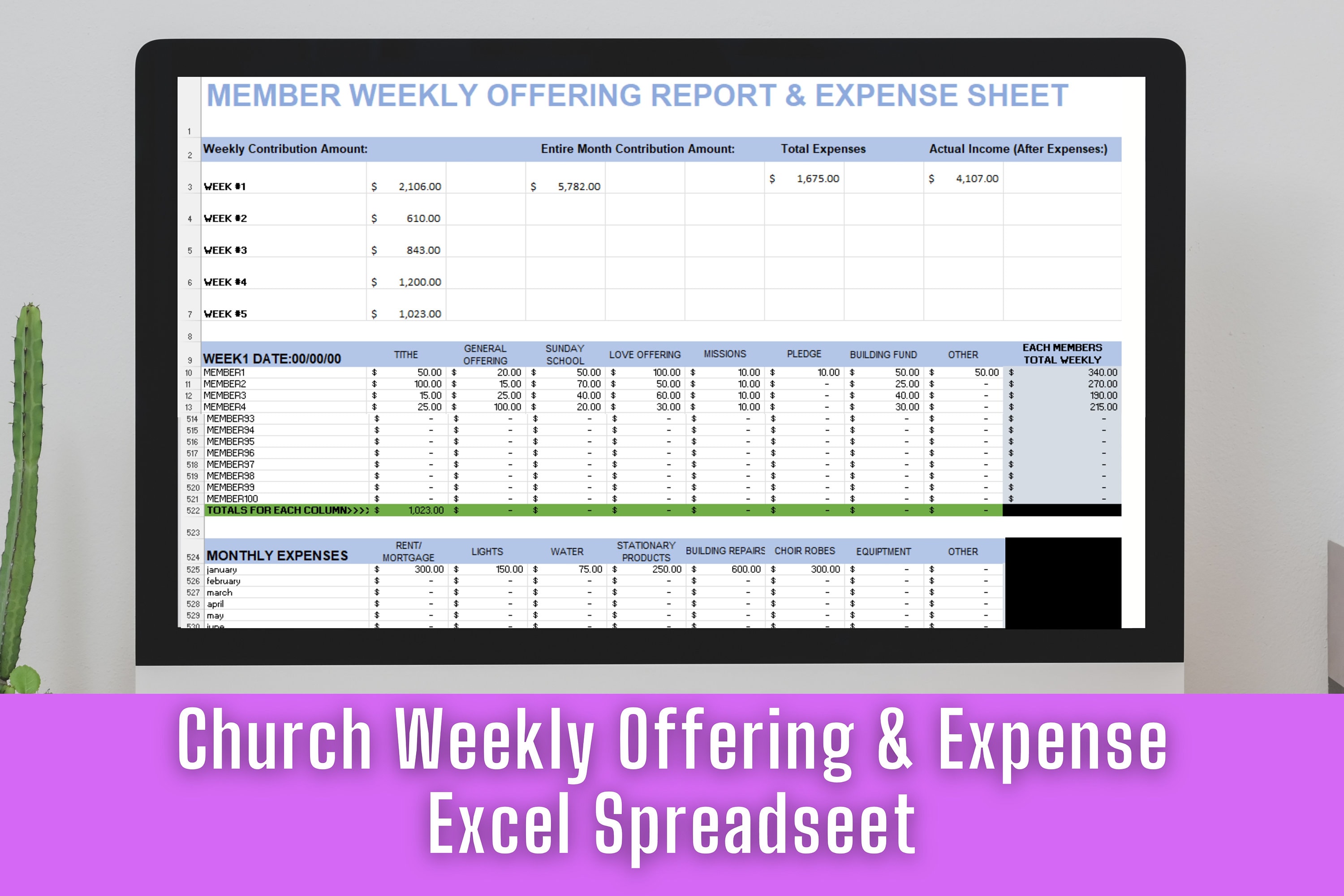 Church Weekly Offering Contribution and Expense Bookkeeping Etsy