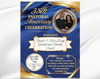 Blue Gold Pastor Appreciation Program Bifold Booklet (Digital Download)