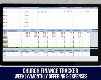 Church Finance Tracker: Weekly Contribution & Expense Spreadsheet (Digital Download)