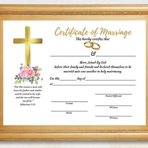Bearbeitbare Heiratsurkunde Vorlage, Goldhochzeit Heiratsurkunden mit Beispielwortlaut und Schriftzitaten, in Canva bearbeiten